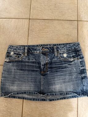 American Eagle Outfitters Faded Blue Denim Mini Skirt